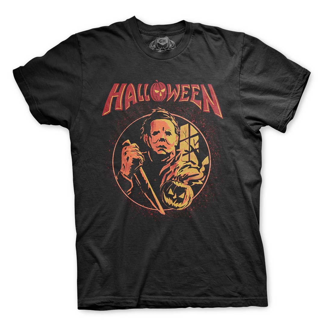 Playera negra de Halloween con la frase «The night he came home»