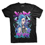 Playera negra de Jinx de Arcane y League of Legends