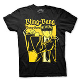 Playera negra de Mashle con Mash y el Bling Bang Bang