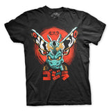 Playera gris jaspe de Mothra y Godzilla, ilustrada por Catman