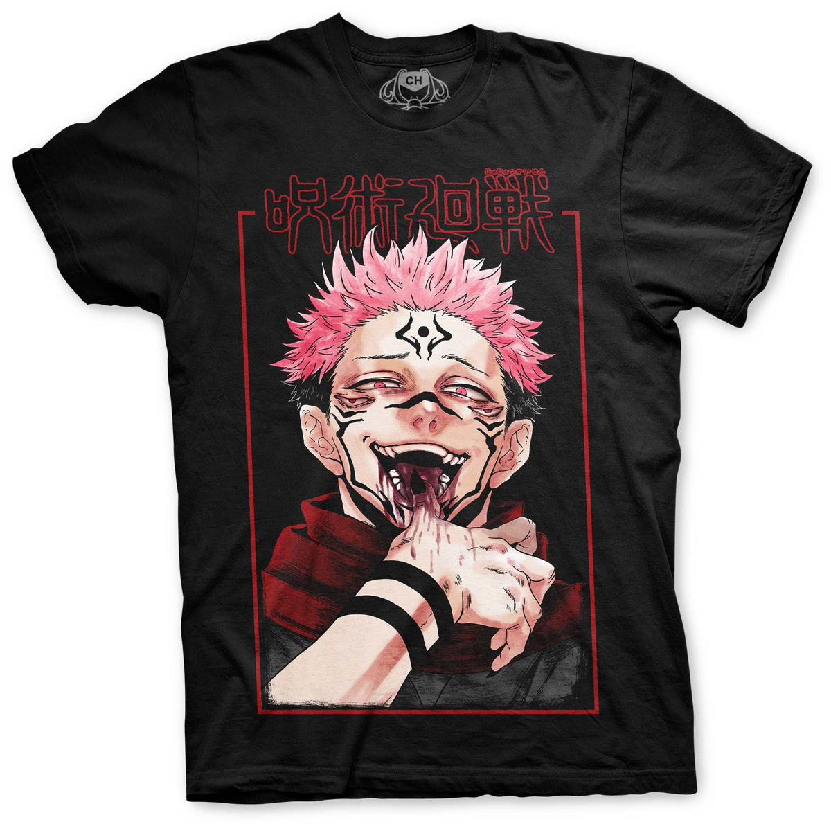 Playera negra de Ryomen Sukuna de Jujutsu Kaisen
