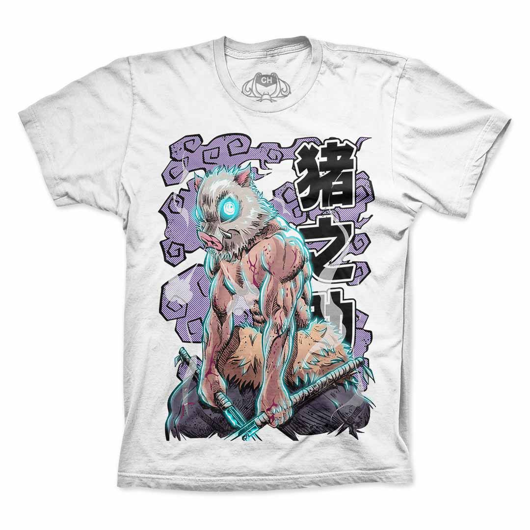 Playera blanca de Inosuke Hashibira de Demon Slayer