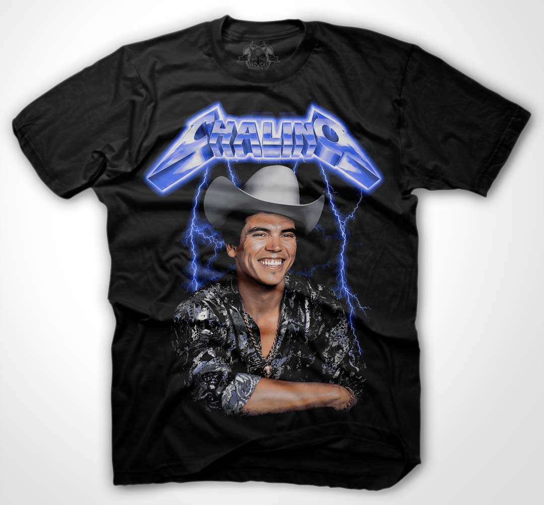 Playera negra de Chalino Sánchez estilo metal