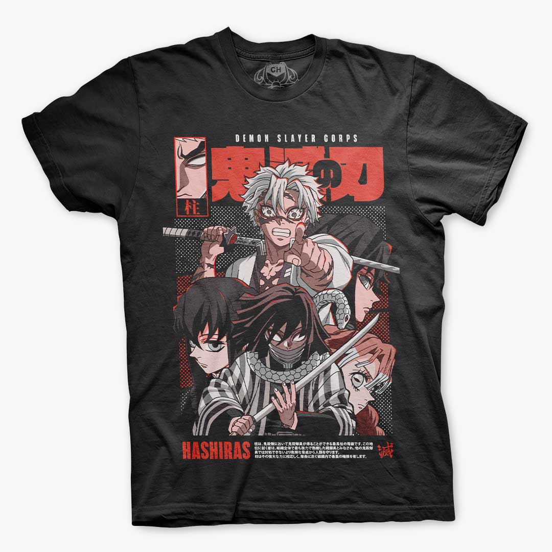 Playera negra de los Hashira de Demon Slayer
