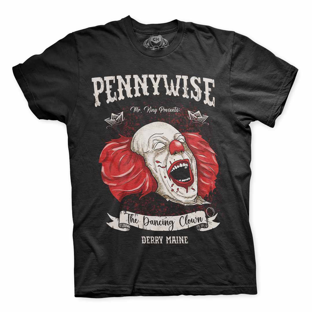Playera negra del Pennywise clásico de IT (1990)