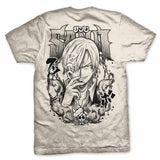 Playera color arena de Sanji de One Piece, vista de espalda