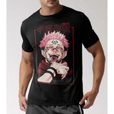 Playera negra de Ryomen Sukuna de Jujutsu Kaisen, puesta