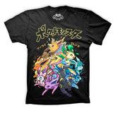 Playera negra de Eevee y sus evoluciones de Pokémon